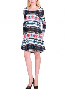 Black S-XL Snowflake Christmas Tree Casual Dress