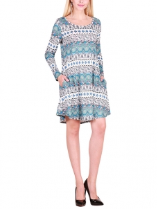 Blue S-XL Eye Catching Fall Smooth Unique Casual Dress