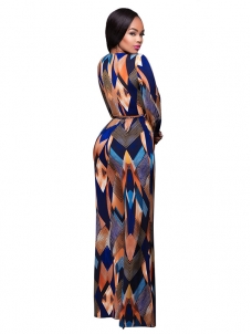 Blue S-XL Sexy V Neck Long Jumpsuit