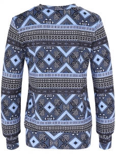 Blue XS-XL Relaxed Geometries Christmas Knit Blouses