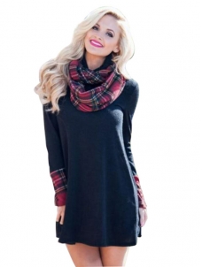 Dark Blue S-XL O-Neck Casual Winter Dress