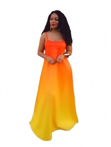 Gradient Color Strap Maxi Dress