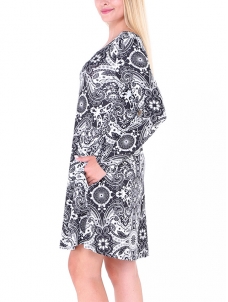 Grey S-XL Stretch Floral Patterns Casual Dress