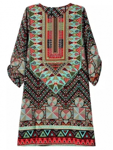 Multicolor S-5XL Ethnic Style Casual Dress