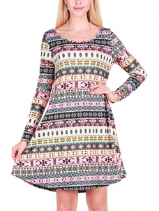 Multicolor S-XL Special Christmas Pullover Casual Dress