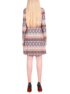 Multicolor S-XL Stretchy Full Sleeve Flared Flora Casual Dress