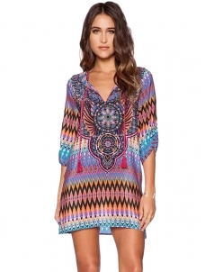 Purple S-5XL Half Sleeve Casual Dress