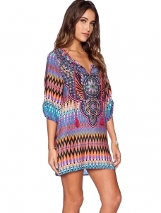 Purple S-5XL Half Sleeve Casual Dress