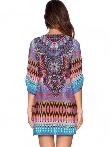 Purple S-5XL Half Sleeve Casual Dress