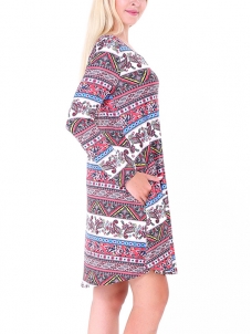 Purple S-XL Warm Printed Flared Casual Dress