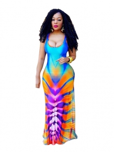 Sexy Colorful Sleeveless Long Dress