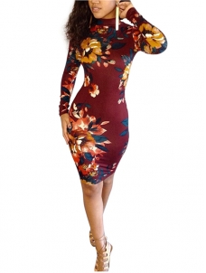 Sexy Tight Backless Flower Print Dress