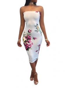 Sexy White Print Bra Tight Bodycon Dress