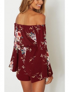 Wine Red S-XL Off-Shoulder Jumpsuit