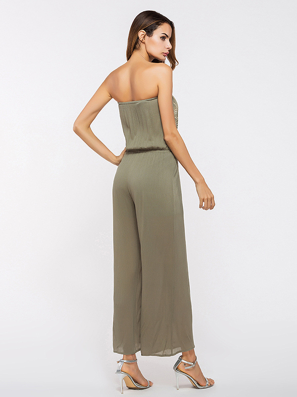 2 Colors M Sleeveless Embroidery Jumpsuit