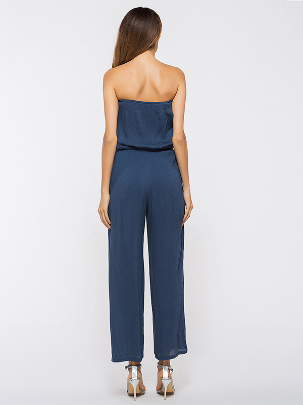 2 Colors M Sleeveless Embroidery Jumpsuit