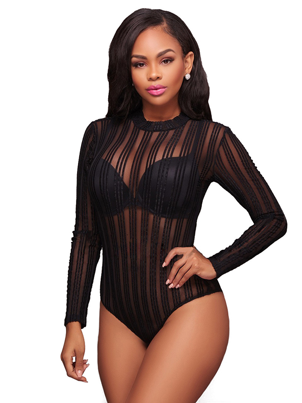 2 Colors S-XL Stripped Sexy Bodysuit