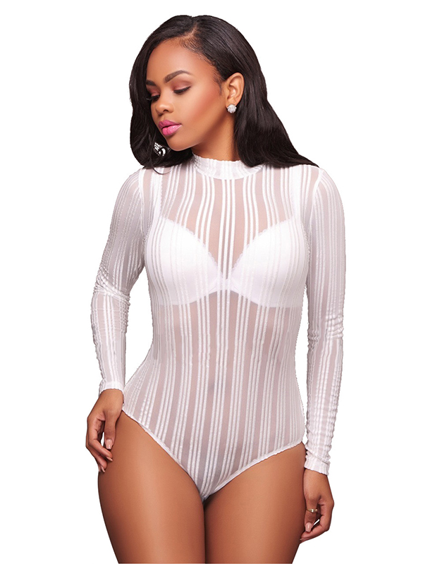 2 Colors S-XL Stripped Sexy Bodysuit