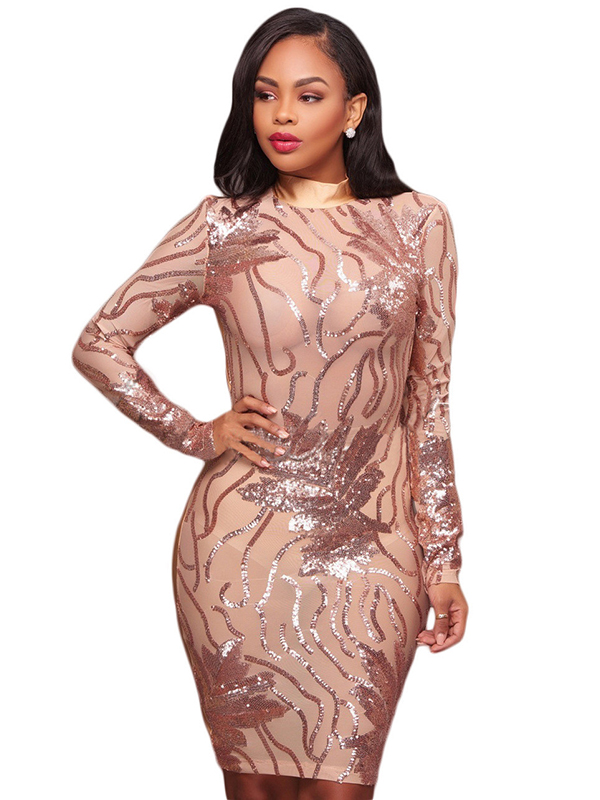 2 Colors S-XXL Sequins Open Party Midi Dress