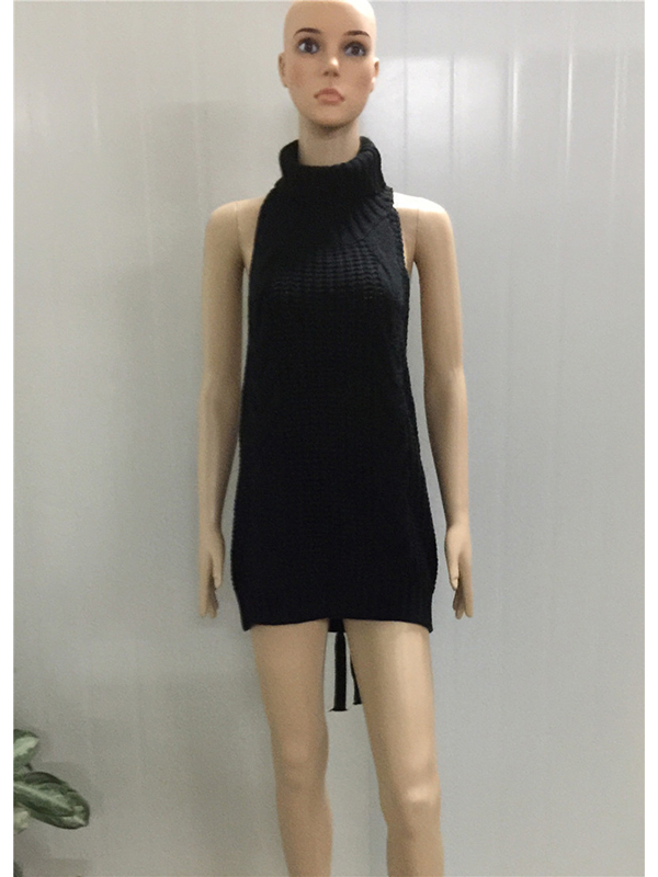 4 Colors One Size Chic Cover Up High Neck Sweater Dress