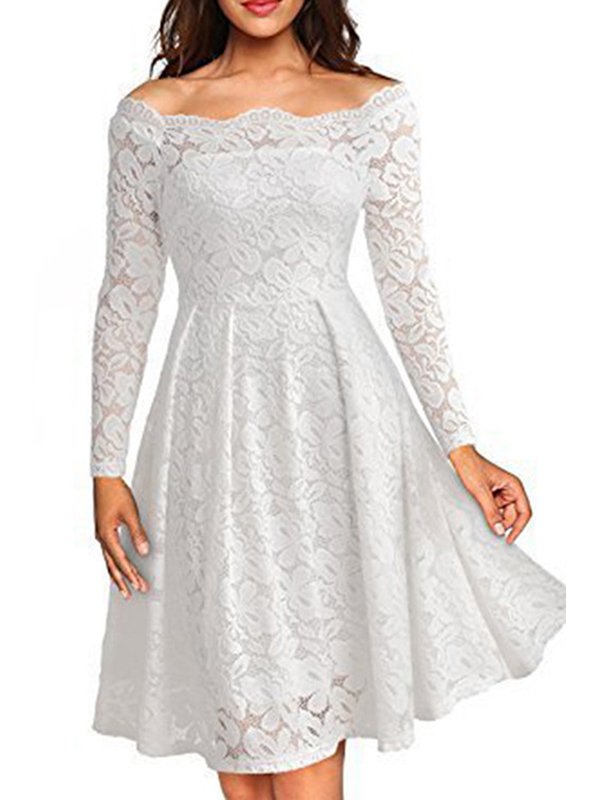 5 Colors S-XXL Lace Knee Length Dress