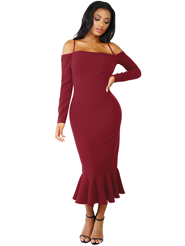 6 Colors S-XL Straps Party  Maxi Dress