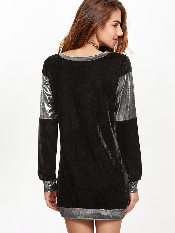 Black S-XL Specific Block Colors Casual Dress