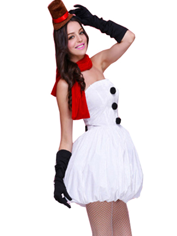 Elegant Santa Costume Women White