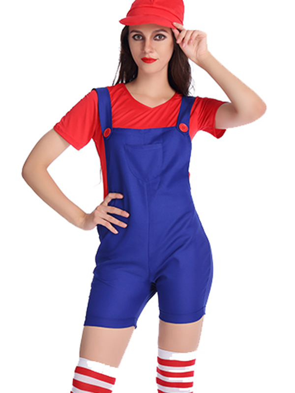 Women Fashion Harness Pants Mario Costume