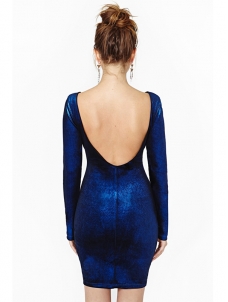 2 Colors S-2XL Sexy Backless Long Sleeve Casual Dress