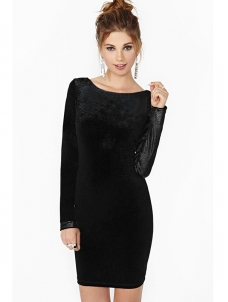 2 Colors S-2XL Sexy Backless Long Sleeve Casual Dress
