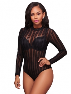 2 Colors S-XL Stripped Sexy Bodysuit