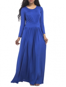 3 Colors M-3XL Ruffled Waist Long Maxi Dress