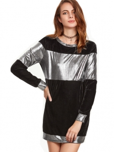 Black S-XL Specific Block Colors Casual Dress