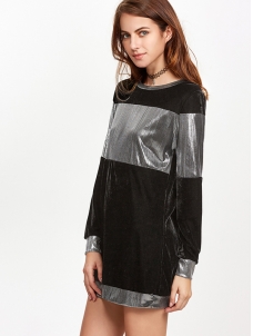 Black S-XL Specific Block Colors Casual Dress