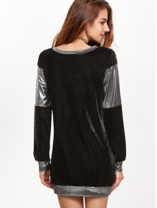 Black S-XL Specific Block Colors Casual Dress