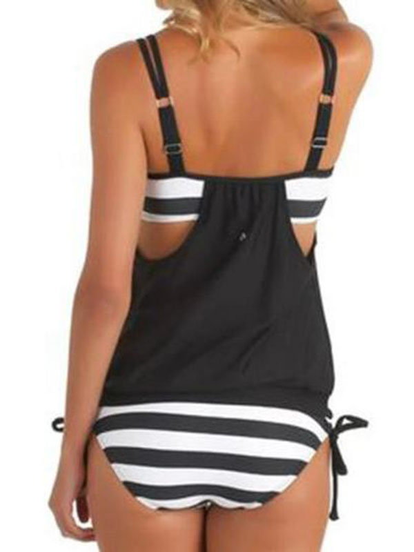 Black S-5XL Women Spaghetti Strap Plus Size Swimwear