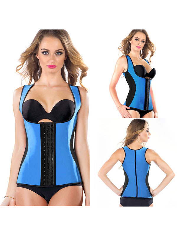 Blue S-3XL Vest Waist Trainer Latex Corset