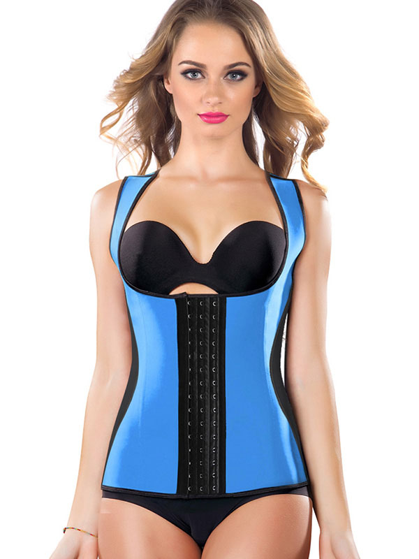 Blue S-3XL Vest Waist Trainer Latex Corset