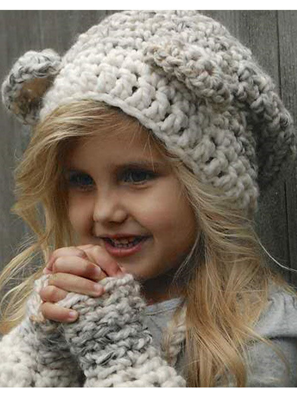 Grey Children Infant Handmade casual Knitted Hat 