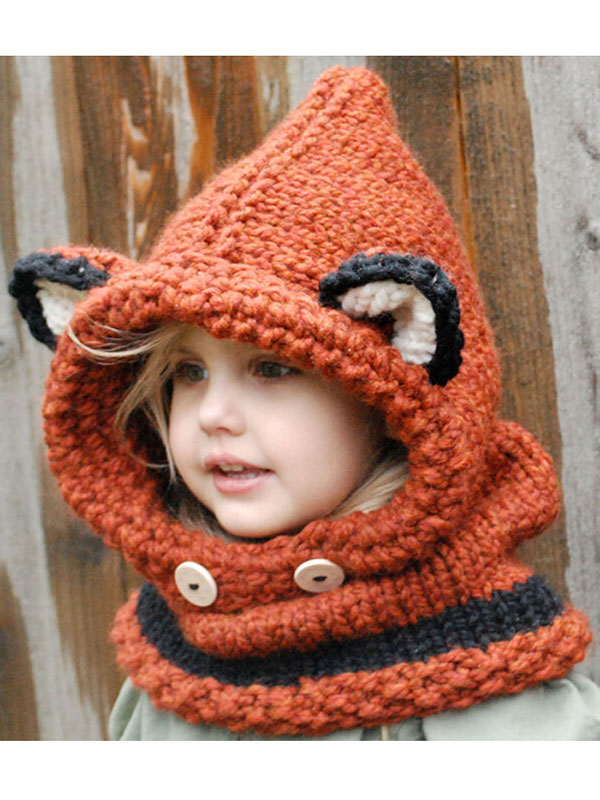 Orange Children Infant Handmade casual Knitted Hat 