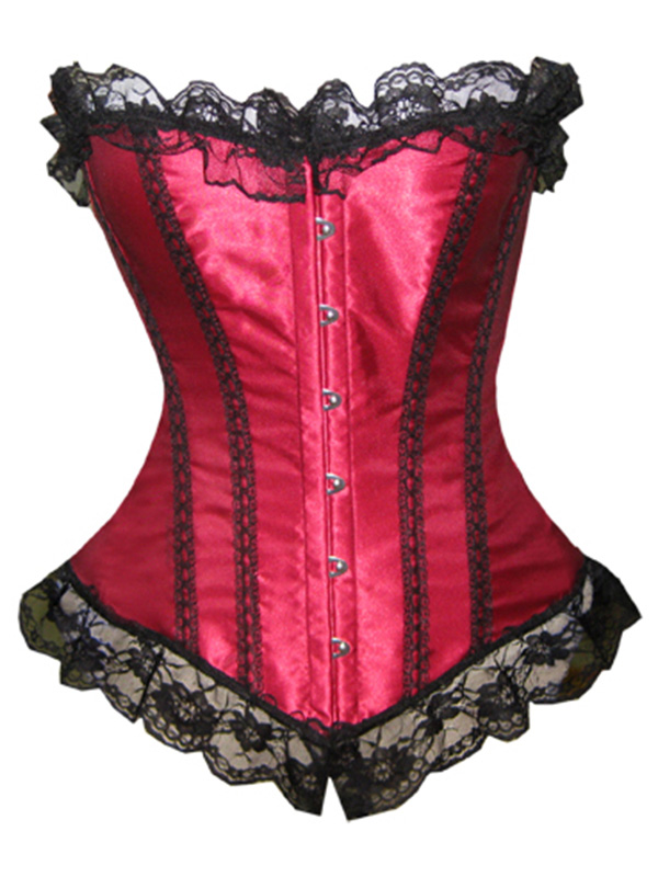 Rose S-XXL Lace Up Boned Overbust Corset 