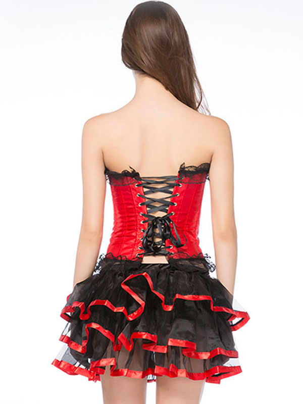 S-6XL Sexy Burlesque Overbust Corset with Skirt