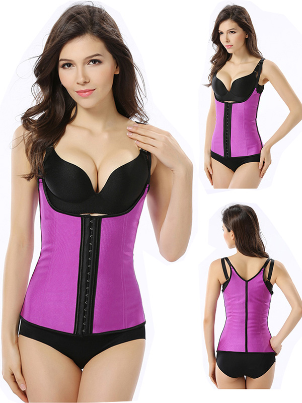 Sexy Purple Vest Latex Waist Trainer XS-6XL