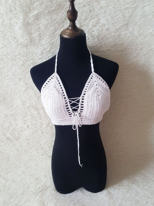 White Women Beach Crochet Sexy Swimwear