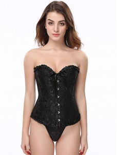 Black Strapless Brocade Bridal Corset S-2XL