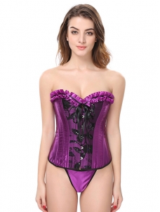 Elegant Purple Ruffled Lace Burlesque Corset S-6XL