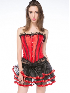 S-6XL Sexy Burlesque Overbust Corset with Skirt