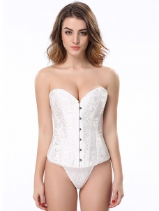 White Strapless Brocade Bridal Corset S-2XL