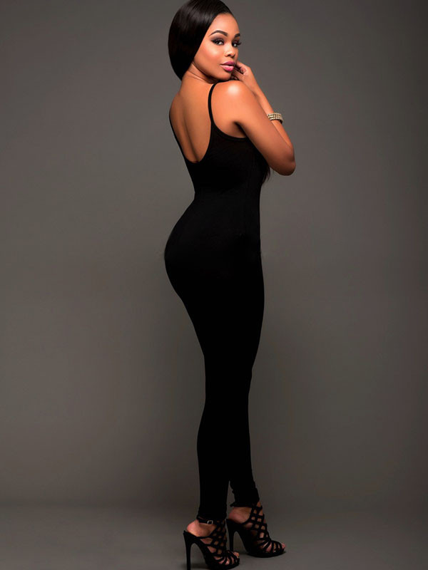 Black Contracted Style Spaghetti Strap Jumpsuits